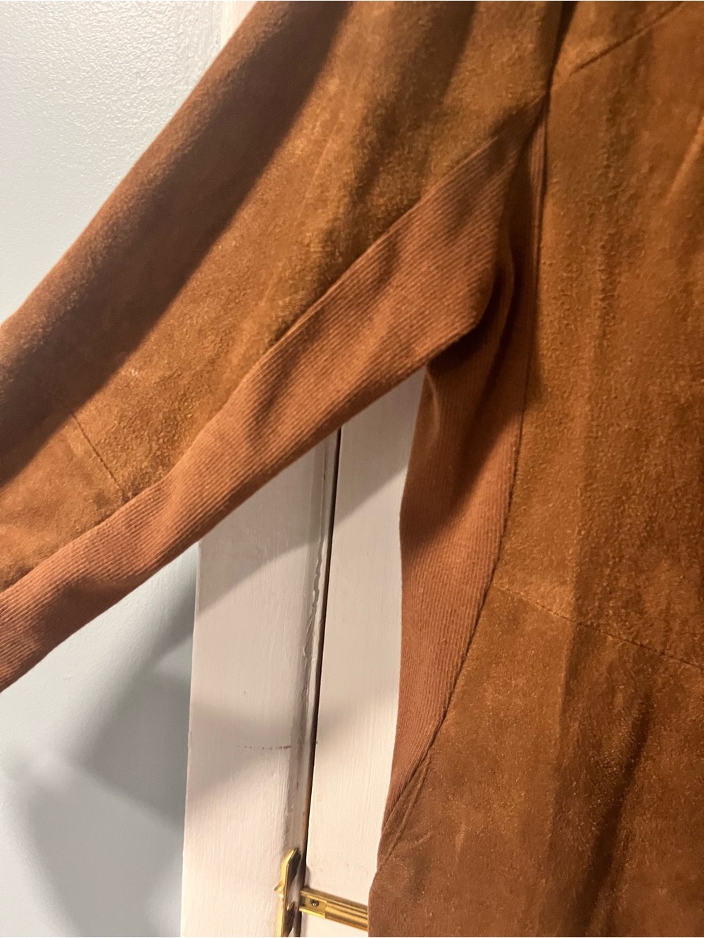 Fate Draped Suede Open-Front Jacket in Brown - Picture 4 of 6